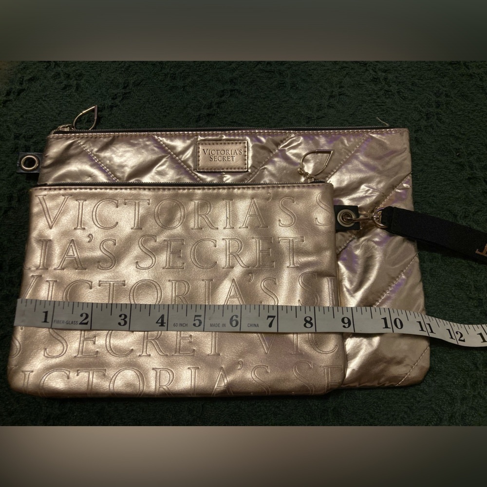Victoria’s Secret Rose Gold Metallic Zipper Travel Pouches - Picture 10 of 13
